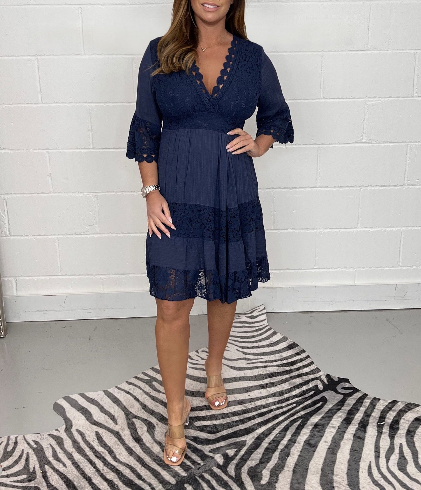 Levoire | Robe en dentelle crochetée Bleu marine