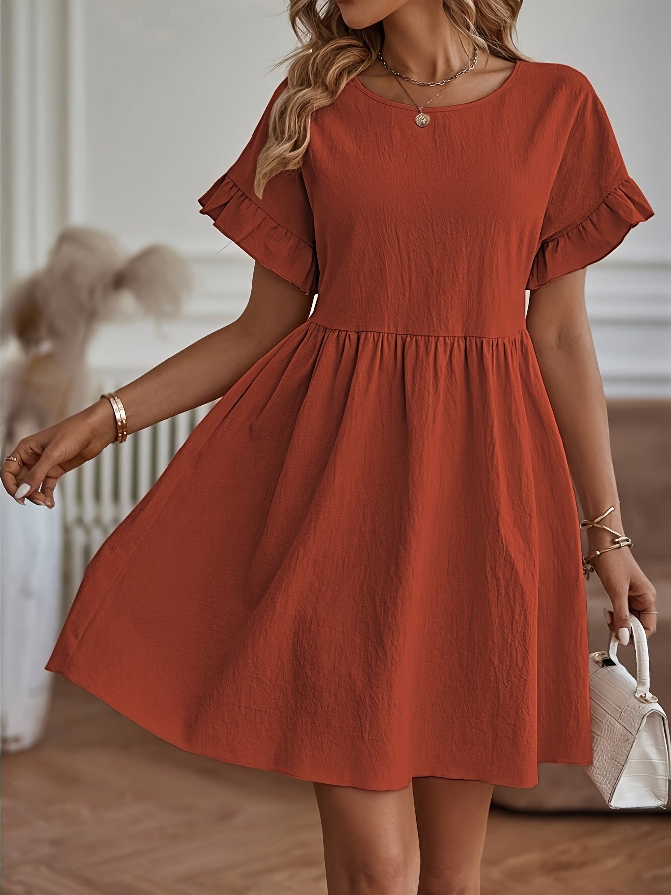 Levoire | Mini robe en coton Rouge rouille
