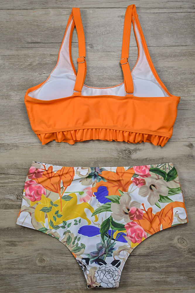 Levoire | Maillot de bain taille haute à volants imprimé