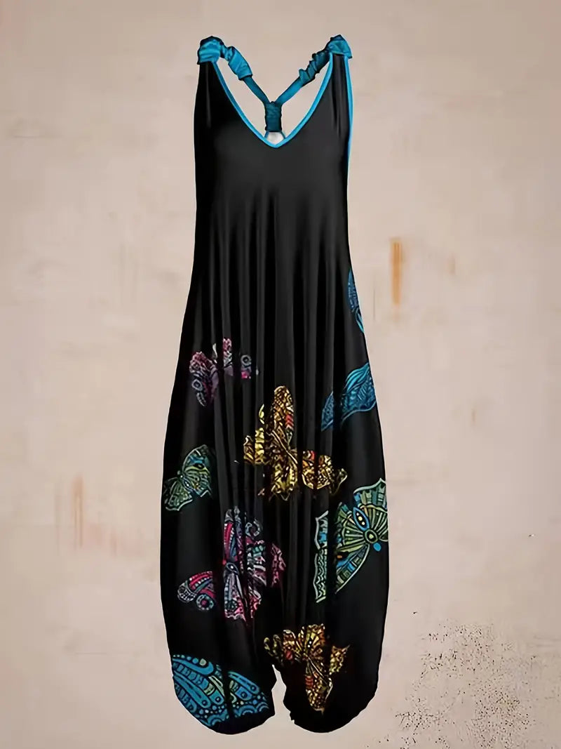 Levoire | Combinaison À Imprimé Intégral Décolleté En V Bleu