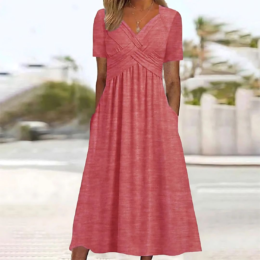 Levoire | Robe Midi Élégante Avec Décolleté En V Rosa