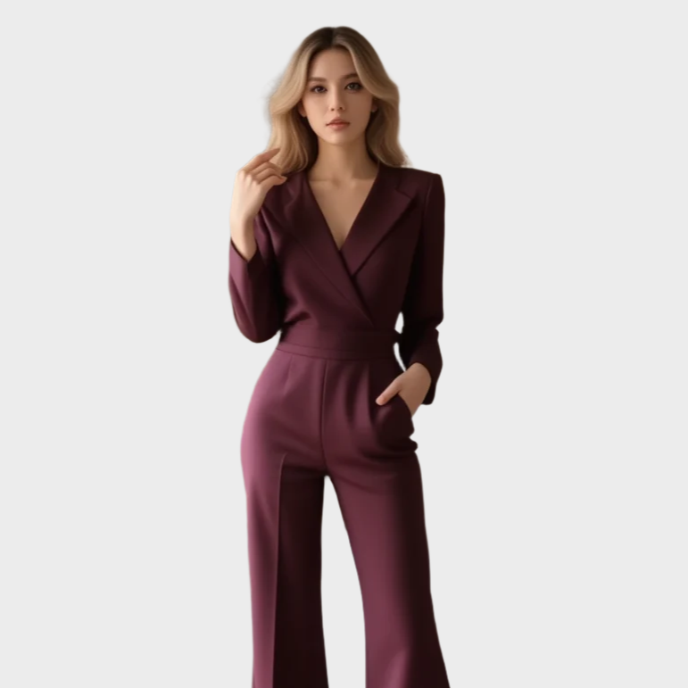 Levoire | Combinaison Élégante À Encolure En V Rouge foncé