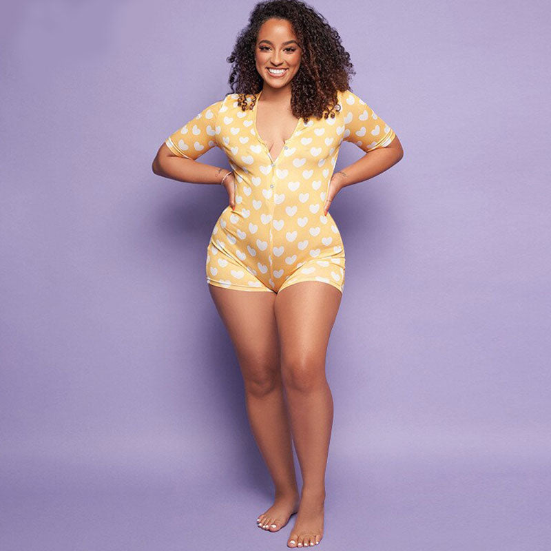 Levoire | robe courte jugement motif petit cœur JAUNE