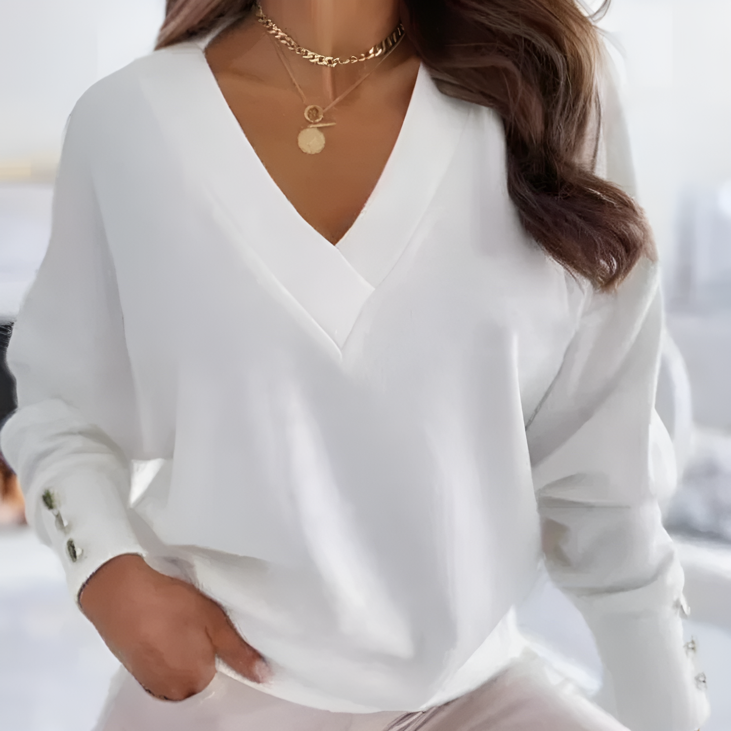 Levoire | Pull Avec Décolleté En V Et Sensation Cachemire Blanc