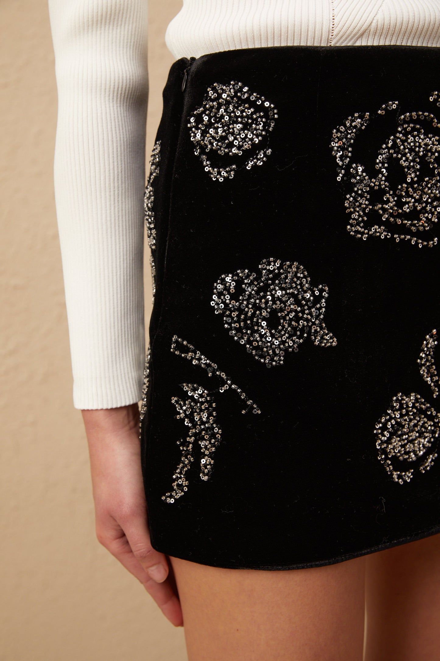 Levoire | Jupes Mini En Velours Pailleté Noir