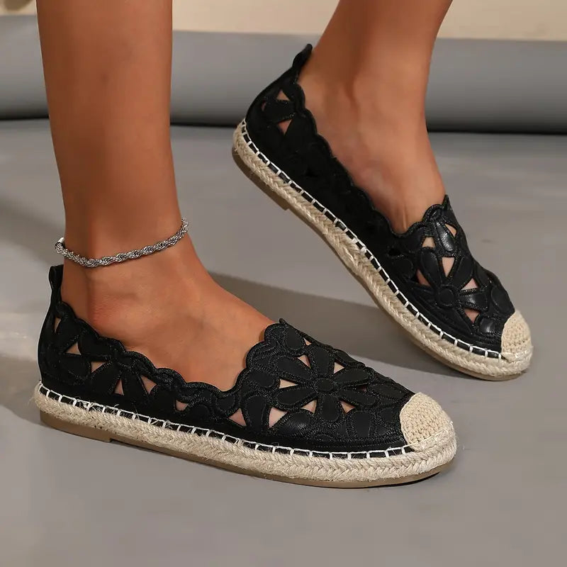 Levoire | Espadrilles Casual Avec Imprime Floral Raffine Noir