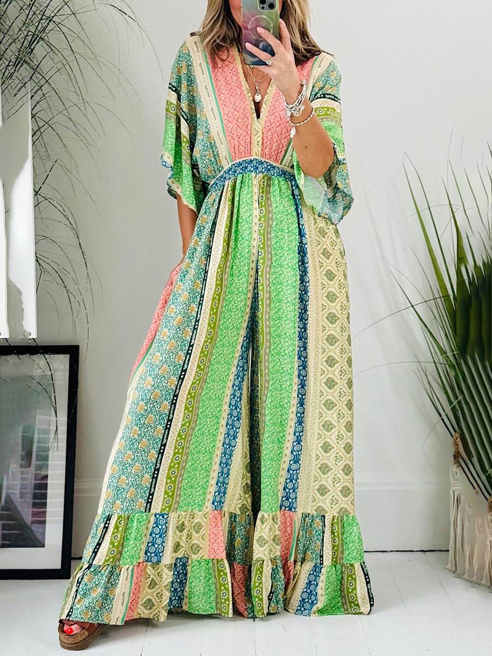 Levoire | Combinaison Confortable Avec Manches Évasées Vert