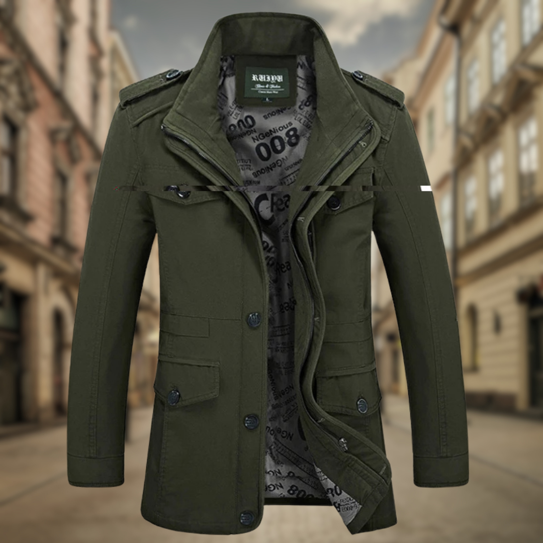 Levoire | Veste automnale mi-longue Vert Militaire