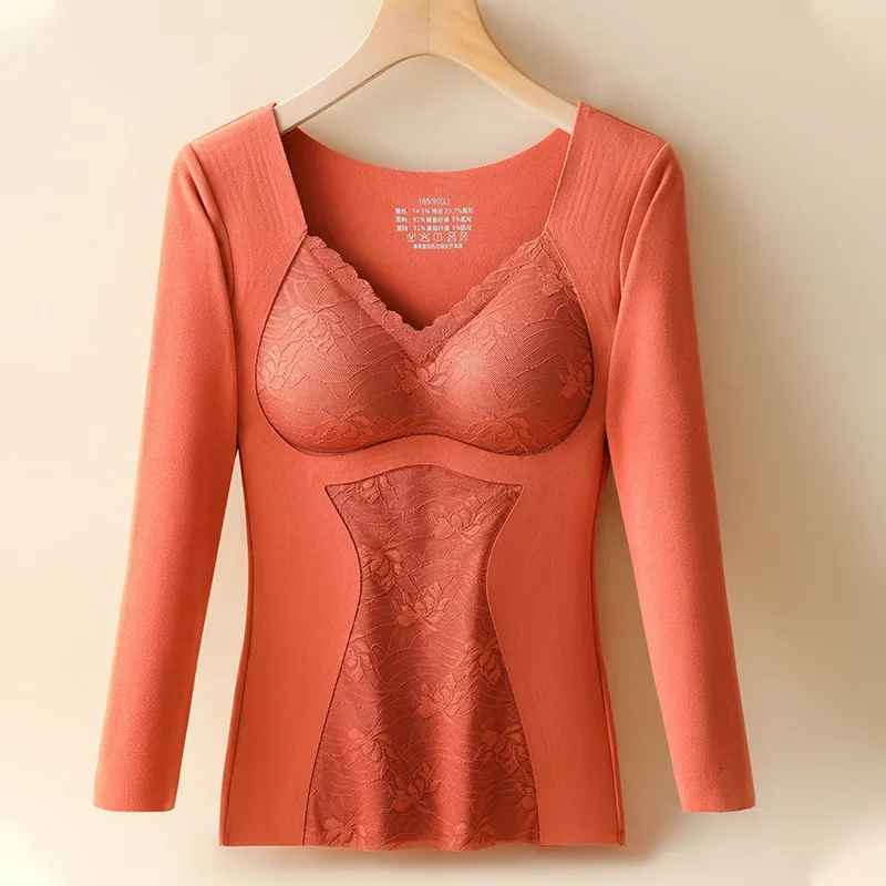 Levoire | Haut En Dentelle Réchauffante Avec Détail Sculptant Feuille d'érable rouge