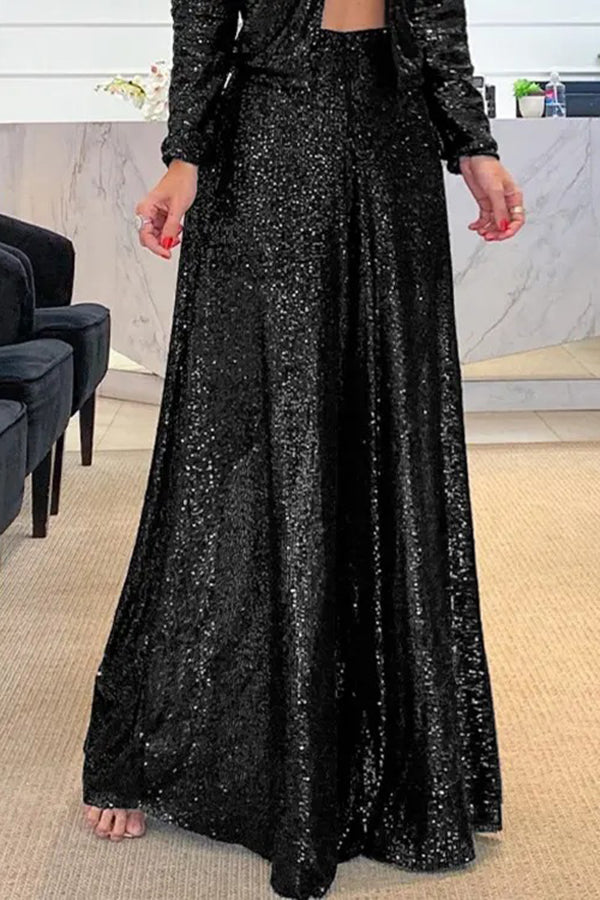 Levoire | Pantalons à jambes larges avec taille élastique Noir