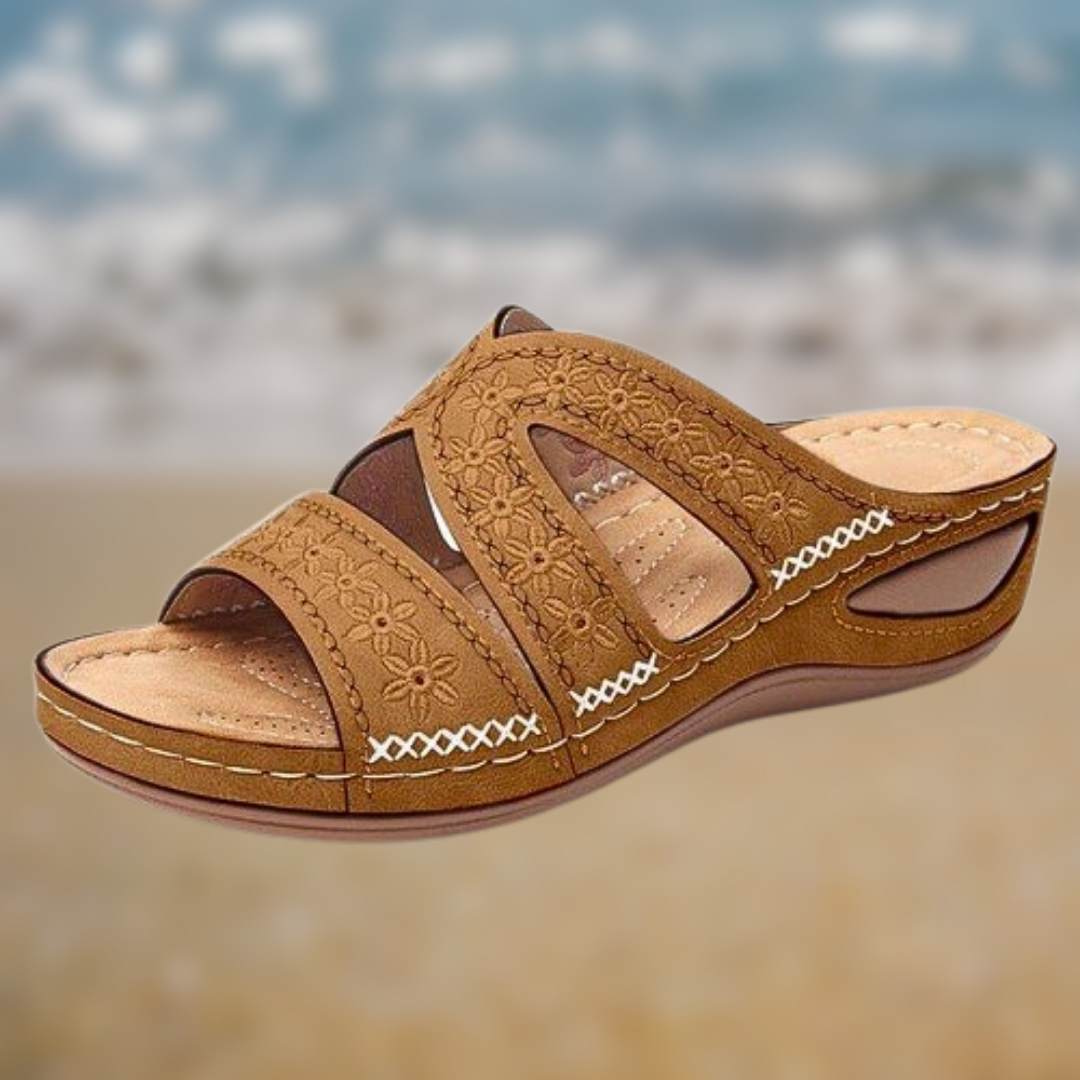 Levoire | Sandales pour femmes brodées à la main Marroncino