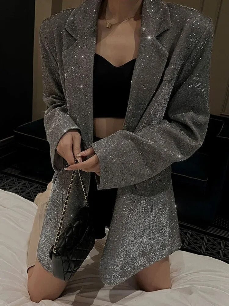 Levoire | Blazer scintillant élégant pour femmes Gris