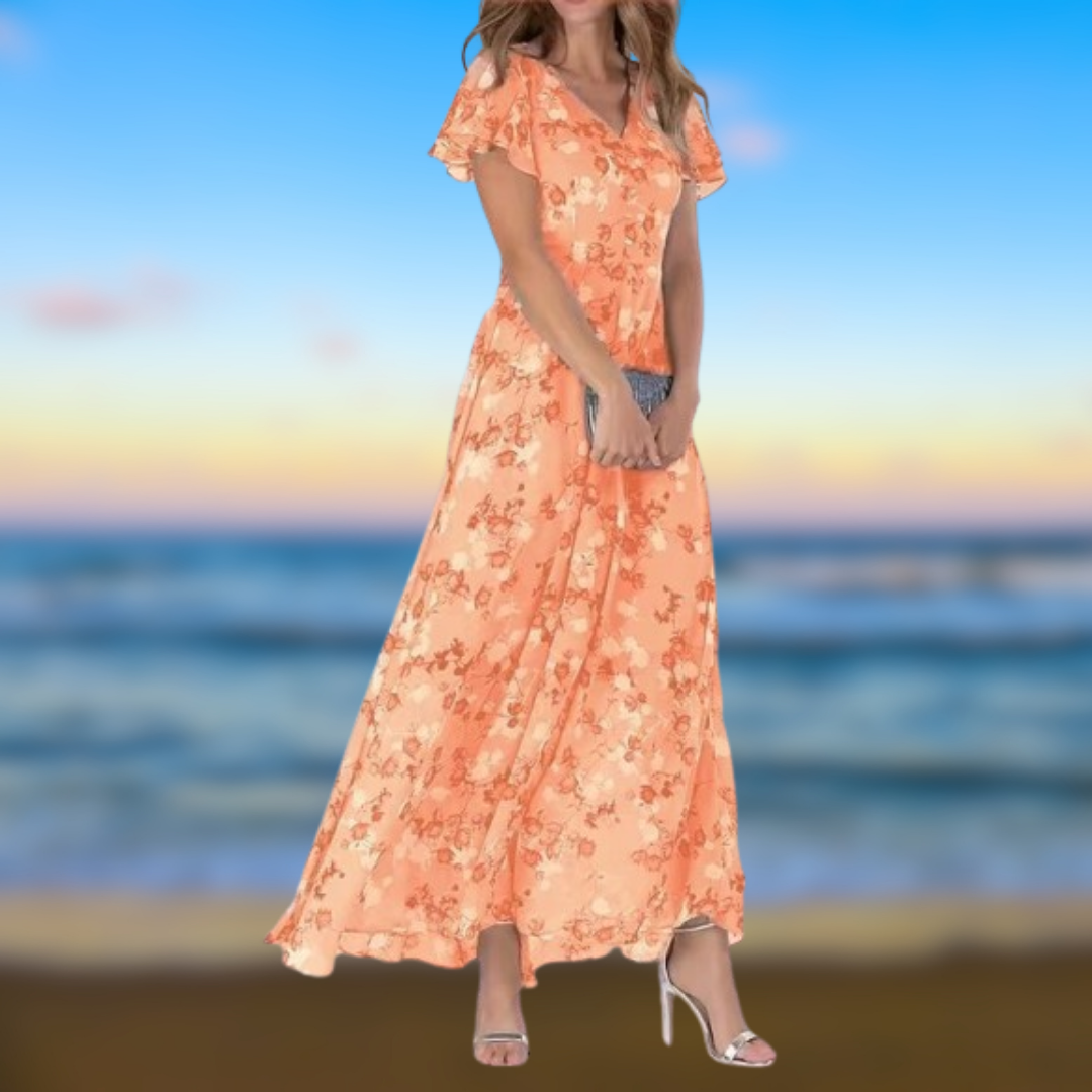 Levoire | Robe élégante motif floral Orange