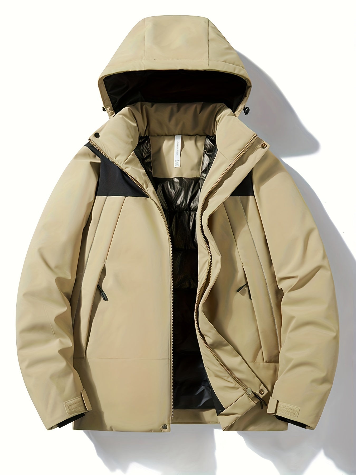 Levoire | Veste Longue À Manches Longues Sans Capuche Avec Fermeture Éclair Khaki