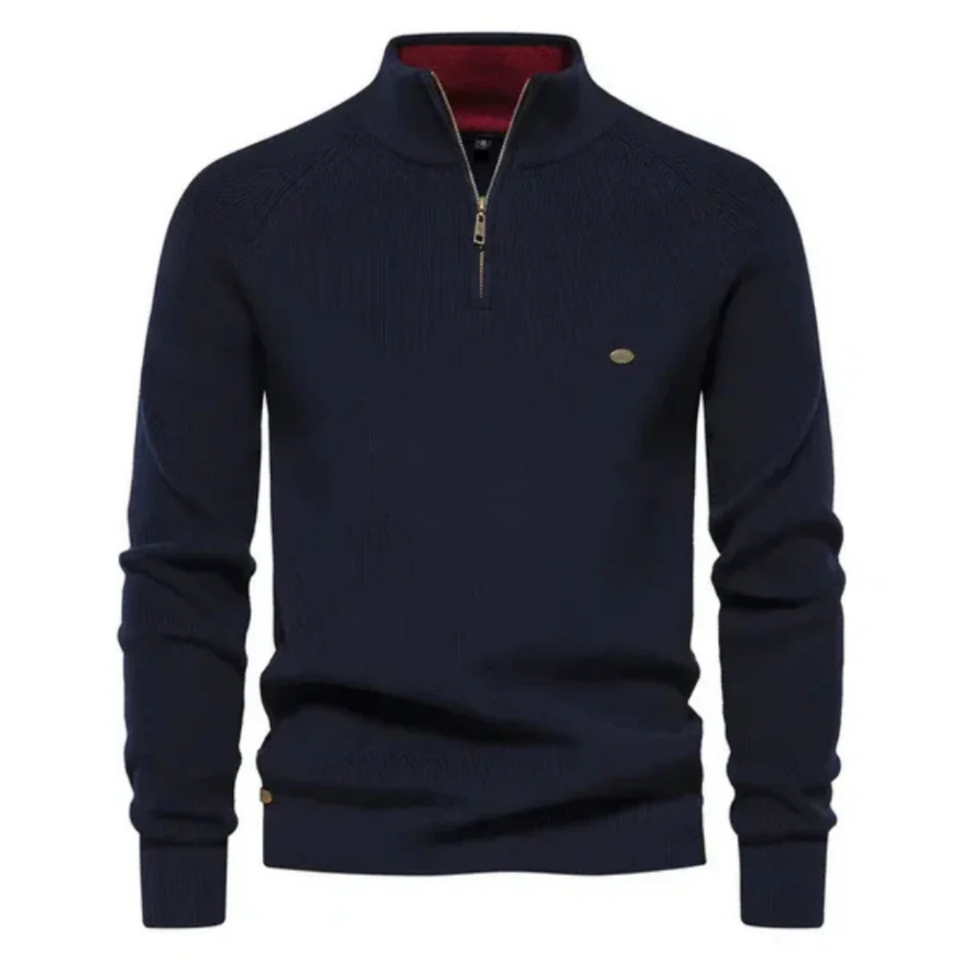 Levoire | Pull En Tricot Pour Homme Avec Col Zippé Bleu marine