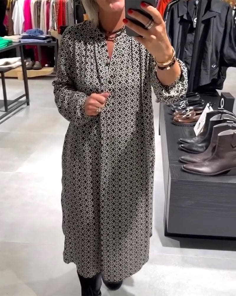 Levoire | Robe Avec Décolleté En V Et Motif Géométrique