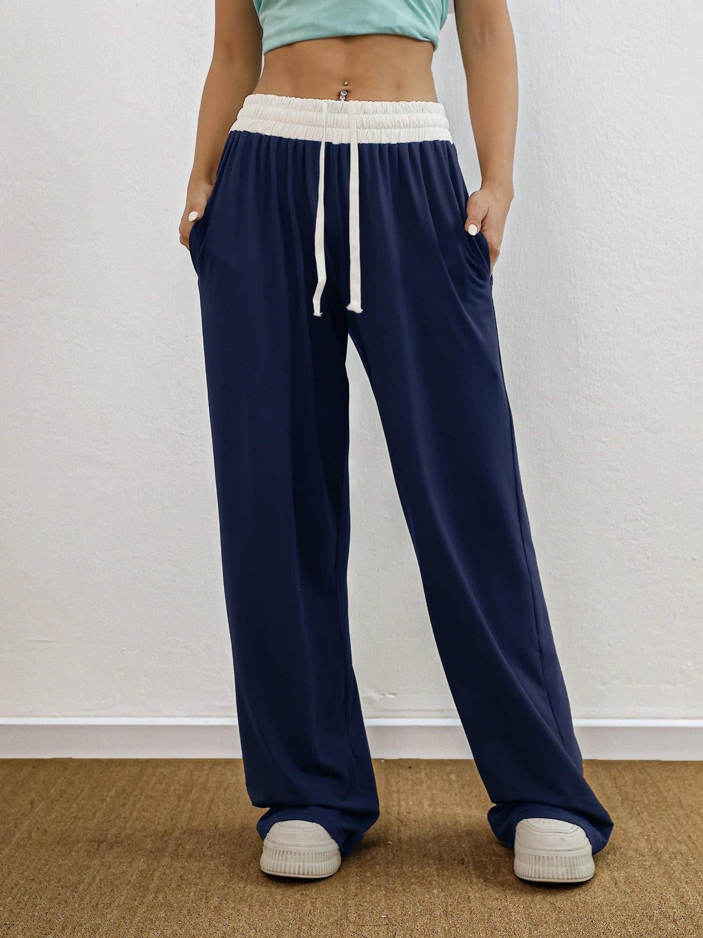 Levoire | Pantalons De Sport Stretch Hauts En Combinaison De Couleurs Avec Poches Roi bleu