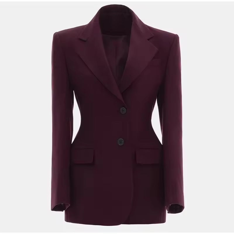 Levoire | Blazer Élégant Cintré Rouge foncé