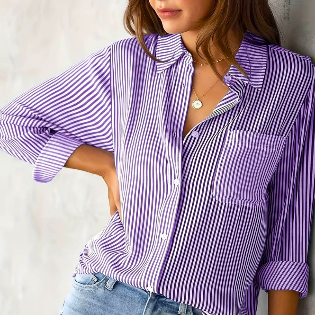 Levoire | Chemise décontractée à rayures à manches longues Violet
