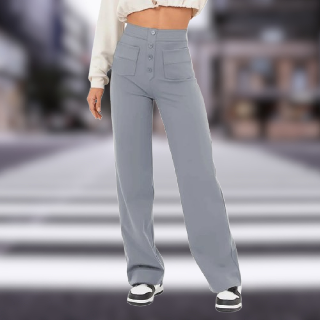 Levoire | Pantaloni à taille haute extensibles Gris Clair