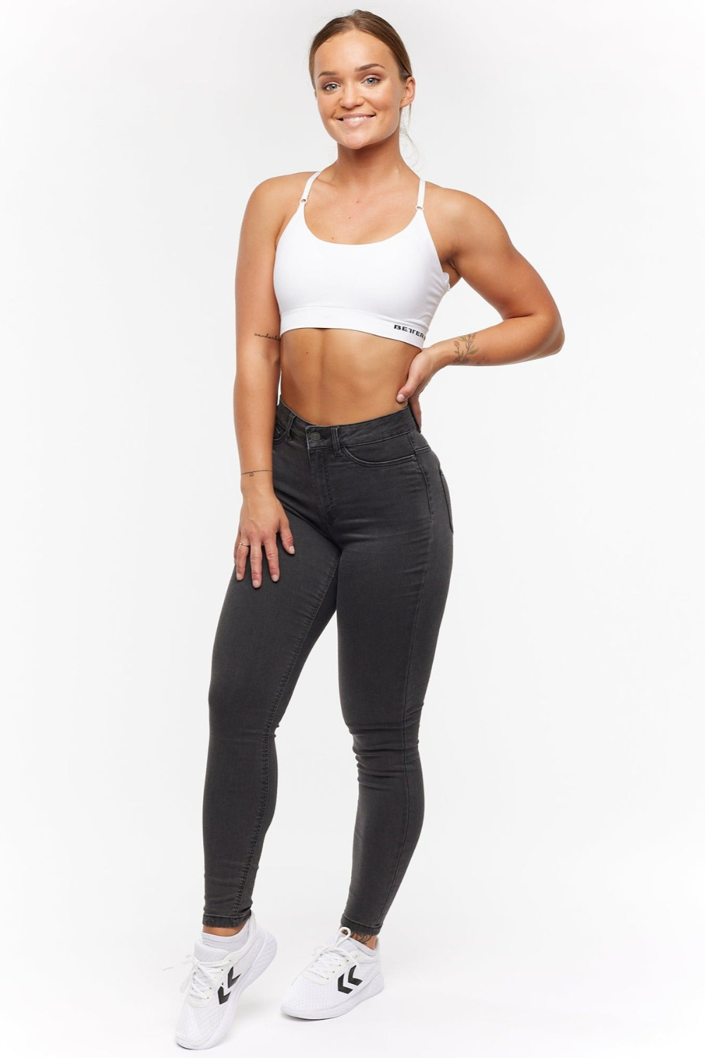 Levoire | Jean skinny taille haute pour femmes Denim gris foncé