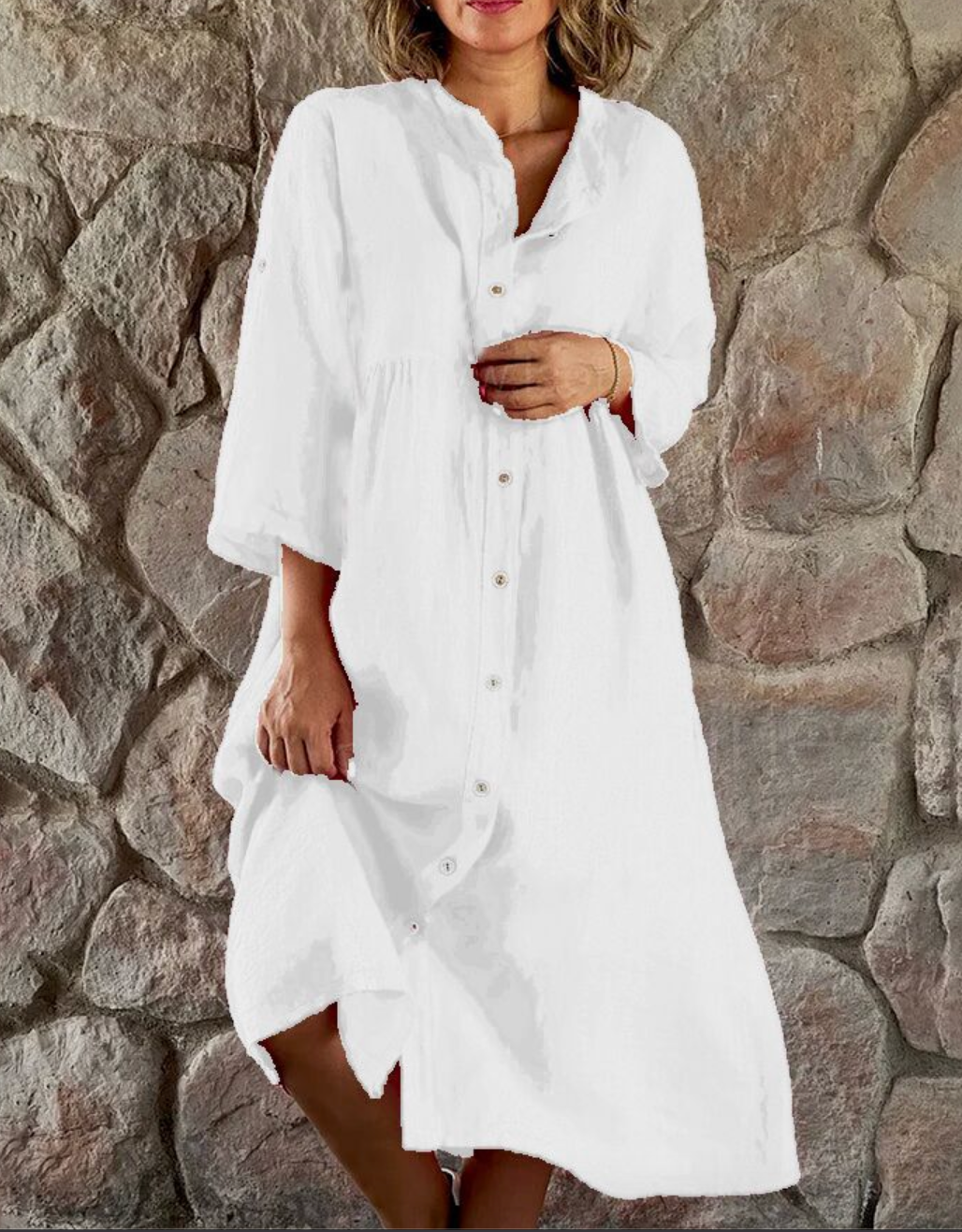 Levoire | Rento longue robe à boutons Blanc