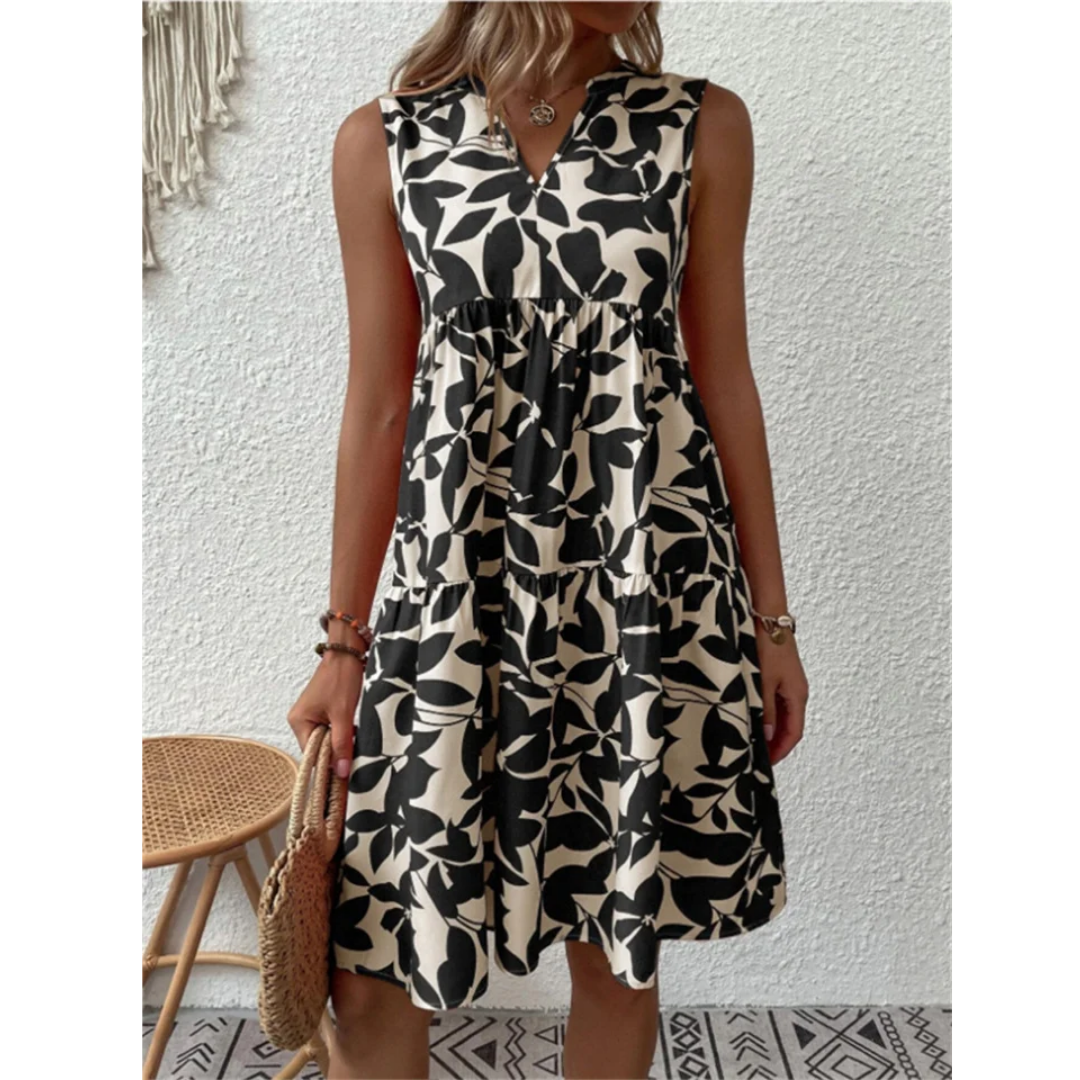 Levoire | Robe d'été à col en V pour femmes Noir