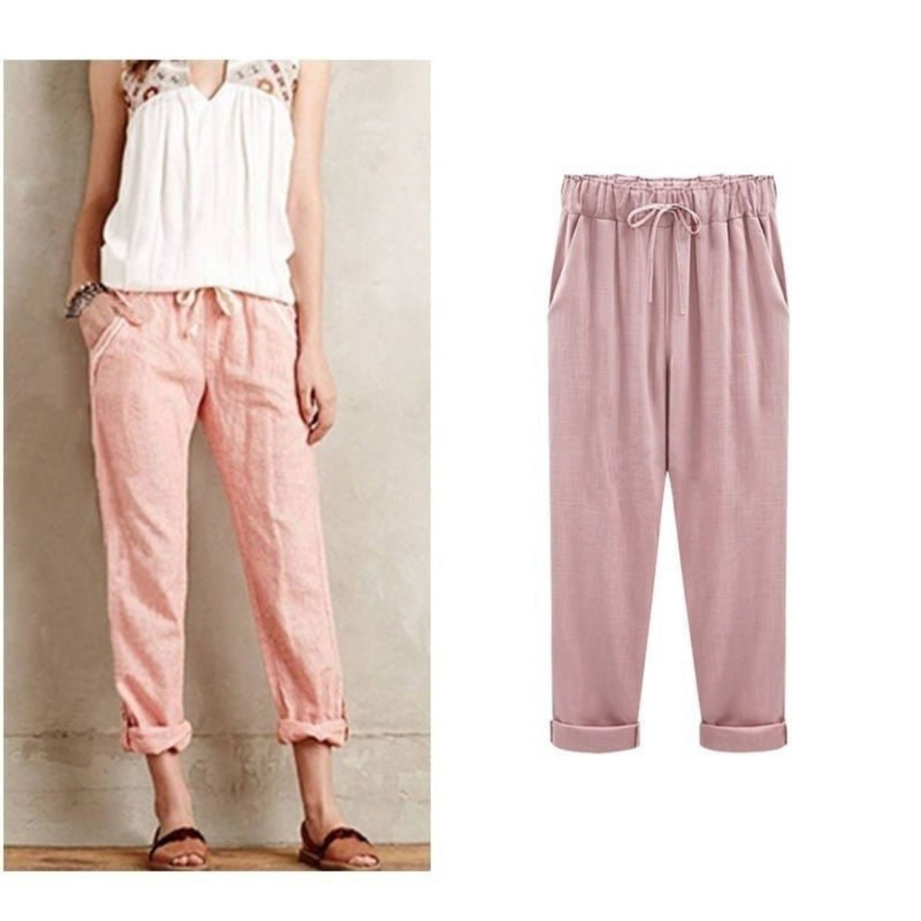 Levoire | Pantalon En Lin Et Coton Pour Femmes Rosa