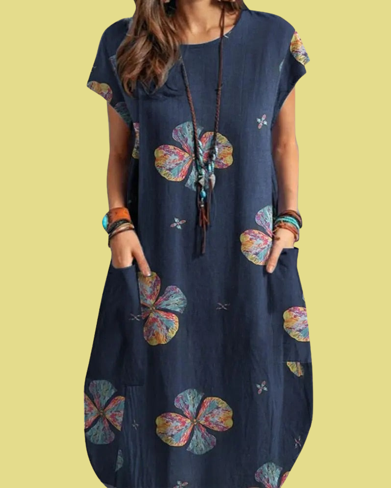 Levoire | Robe Midi Vintage Décontractée Bleu