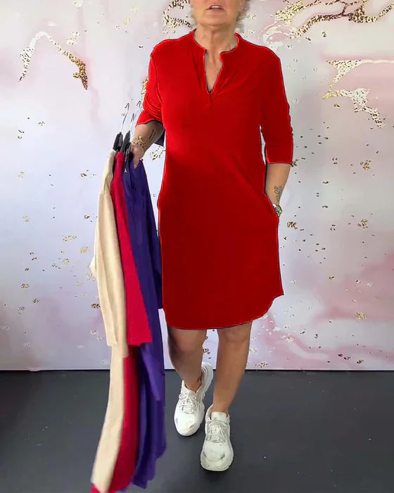 Levoire | Robe Simple Avec En Col V Rot