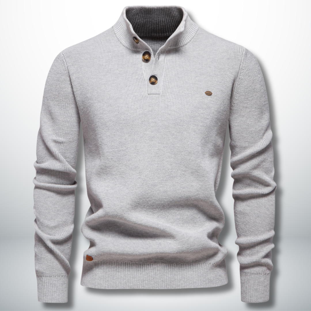 Levoire | Pull élégant et confortable avec des boutons Gris Clair