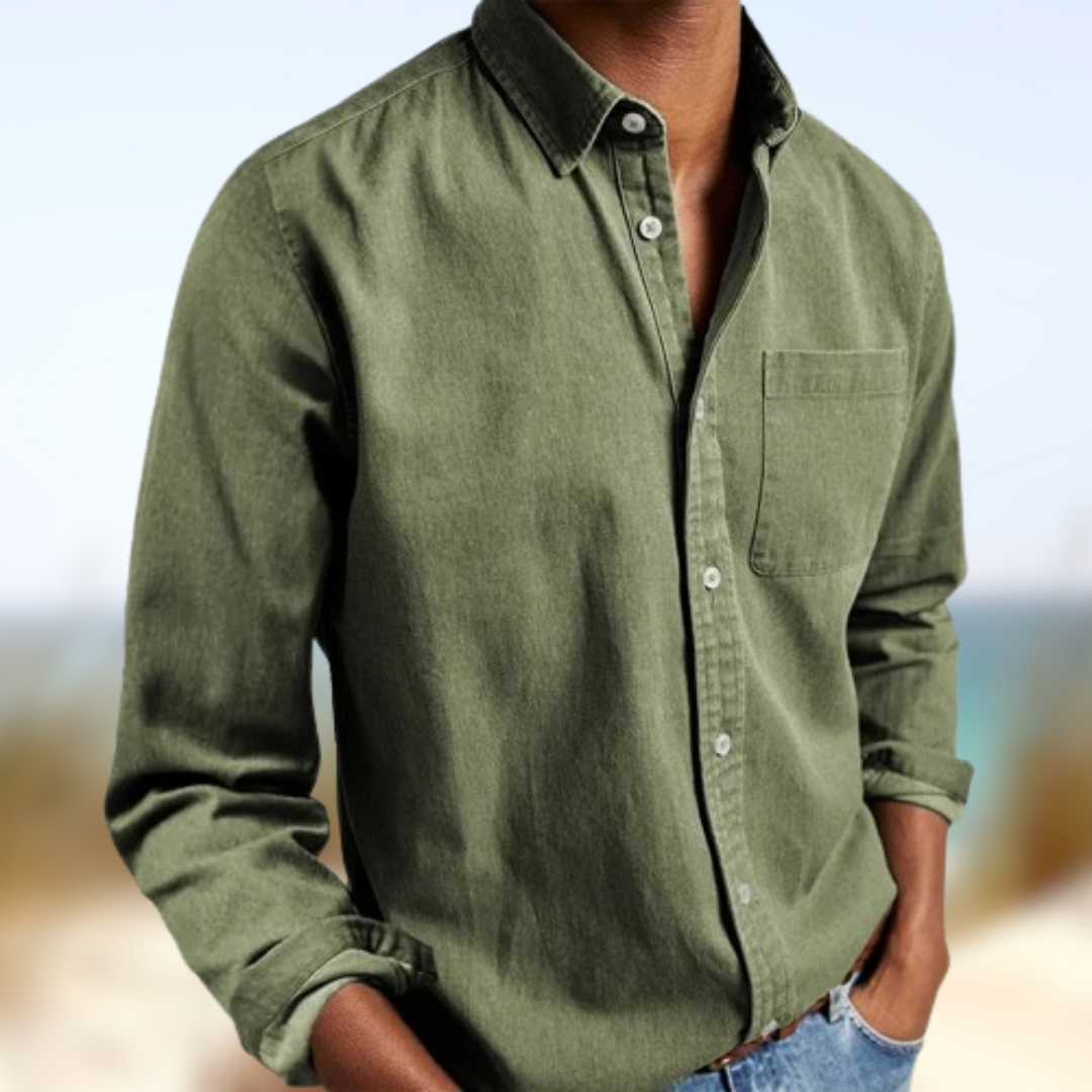 Levoire | Chemise décontractée effet lin Vert Militaire