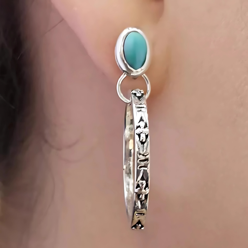 Levoire | Boho Verre À Vin Onyx Boucles D'Oreilles Argent Vert