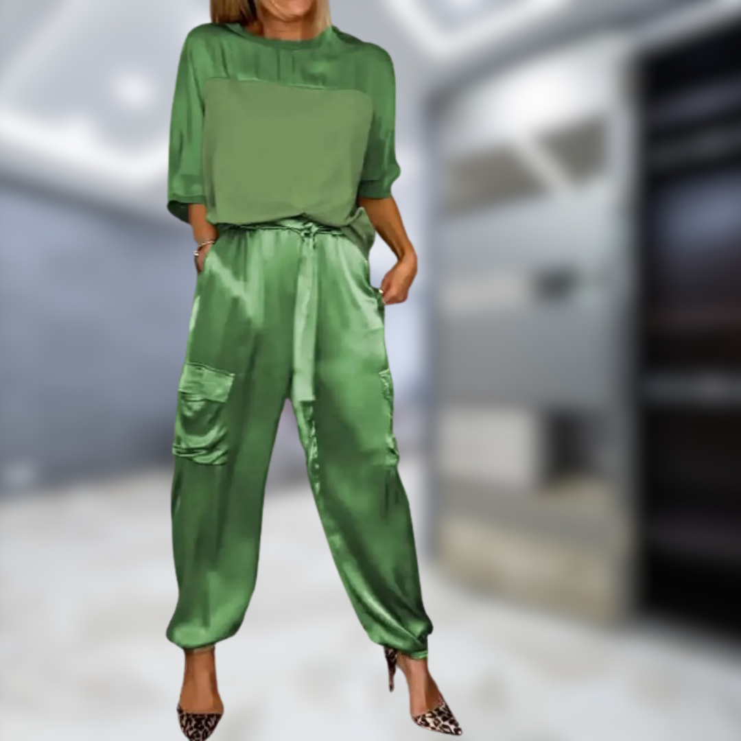 Levoire | Ensemble de top et pantalons à manches mi-longues Verde