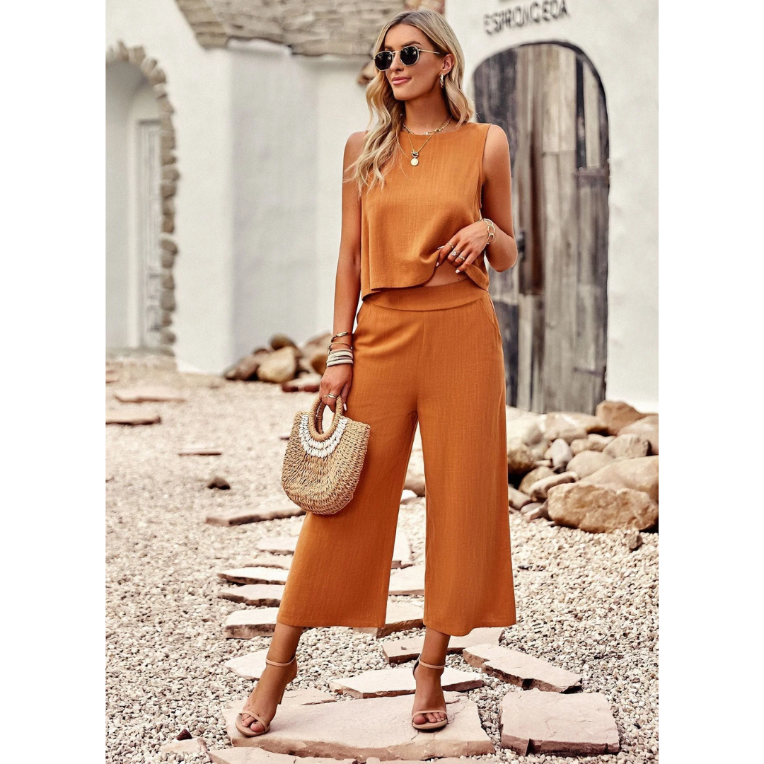 Levoire | Ensemble d'été confortable pour femmes Orange
