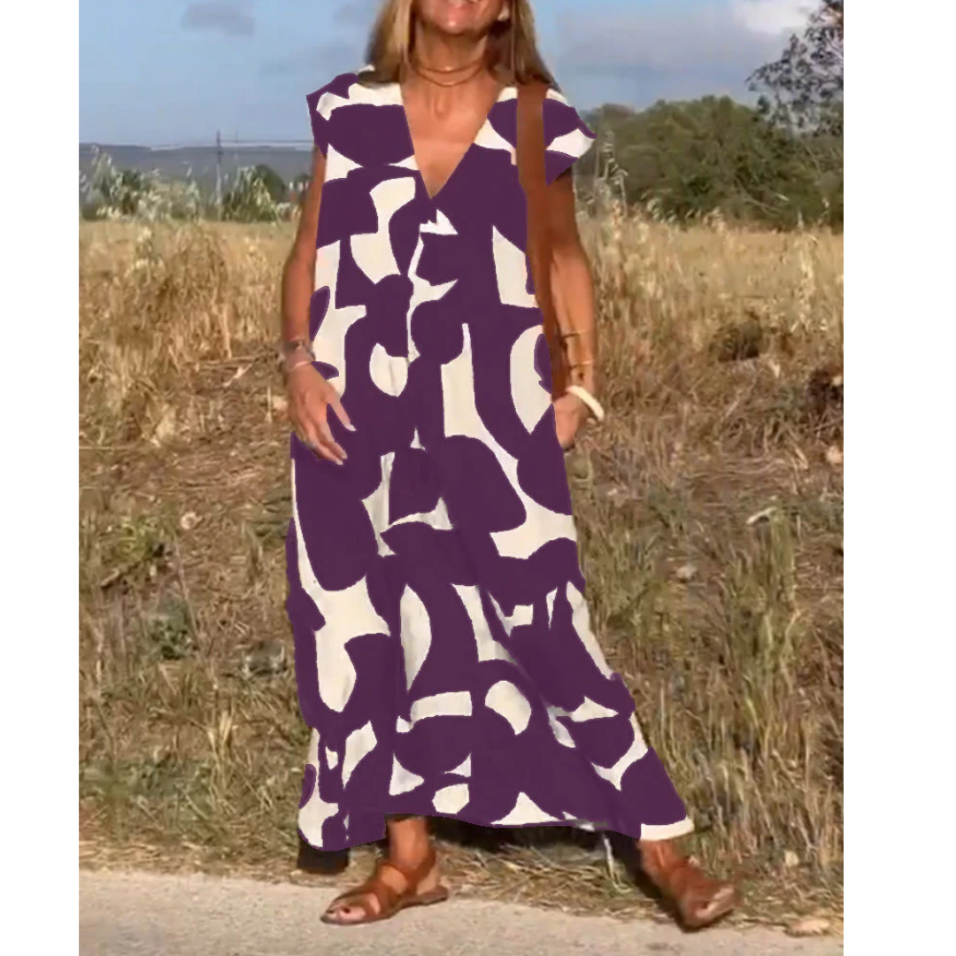 Levoire | Robe Midi À Col V Pour Femmes Violet