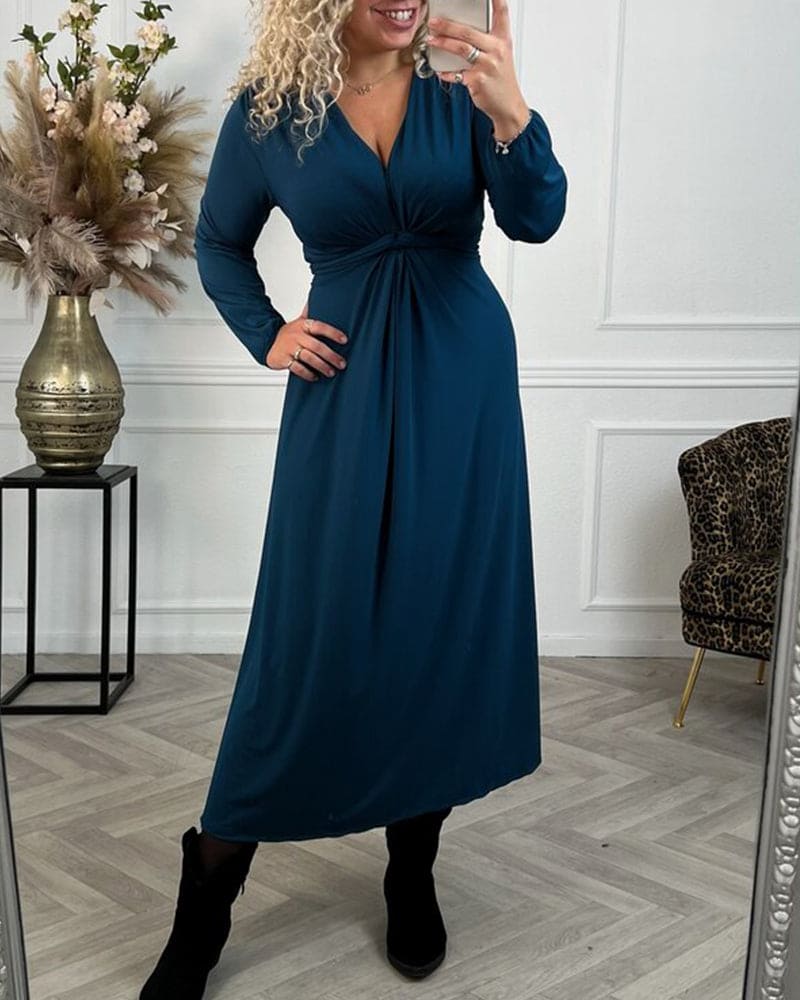 Levoire | Robe Unie À Manches Longues Bleu