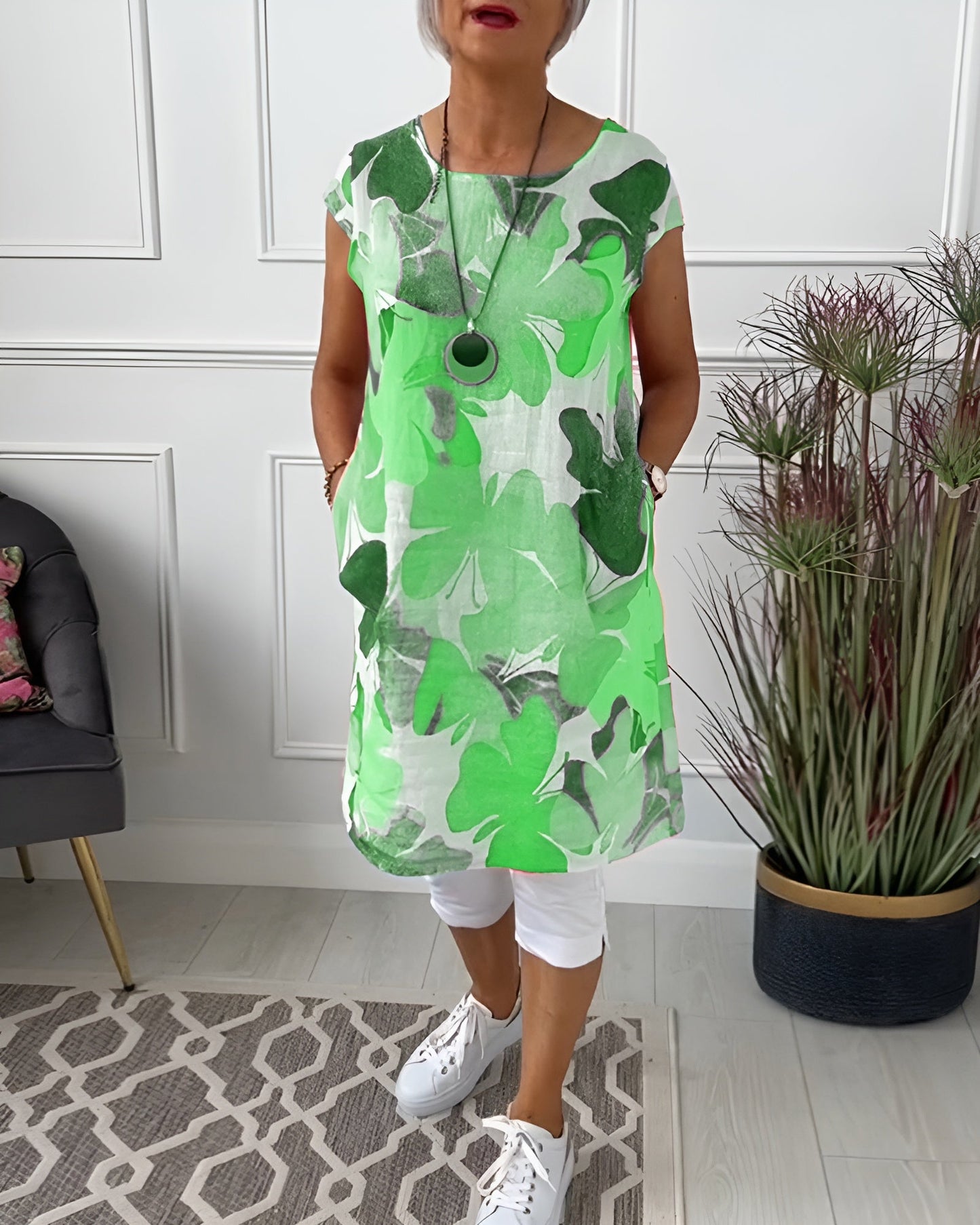 Levoire | Robe chemise avec imprimé papillon Vert