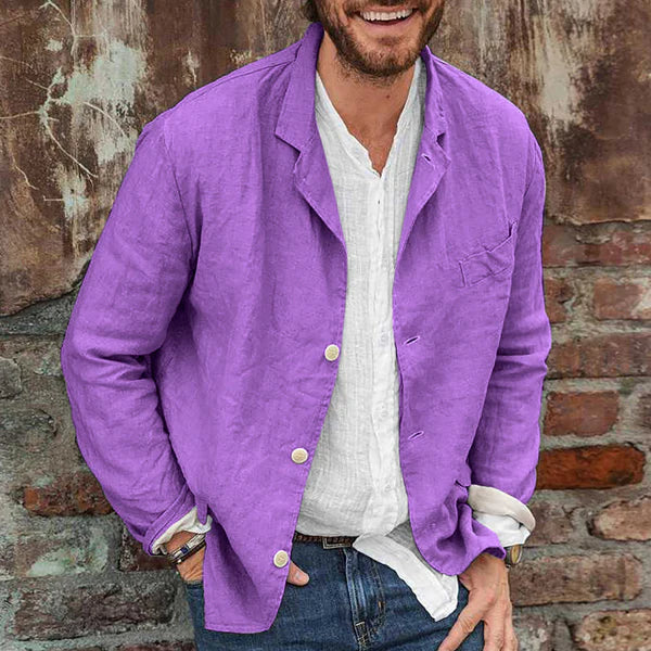 Levoire | Hommes Blazer en coton lin élégant Blazer d'été pour hommes Lilas