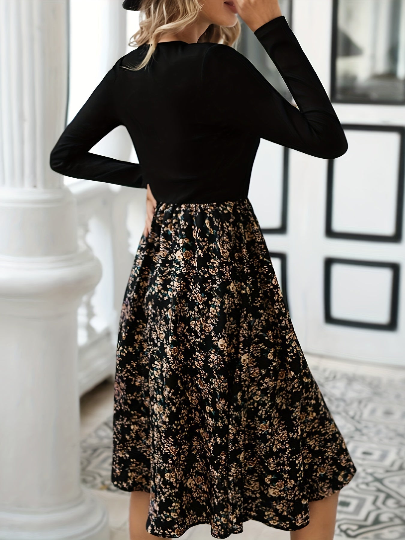 Levoire | Robe Midi Avec Imprimé Floral Et Manches Longues Pour Femmes