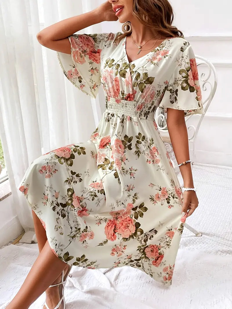 Levoire | Robe Avec Décolleté En V Et Motif Floral Pour L'Été