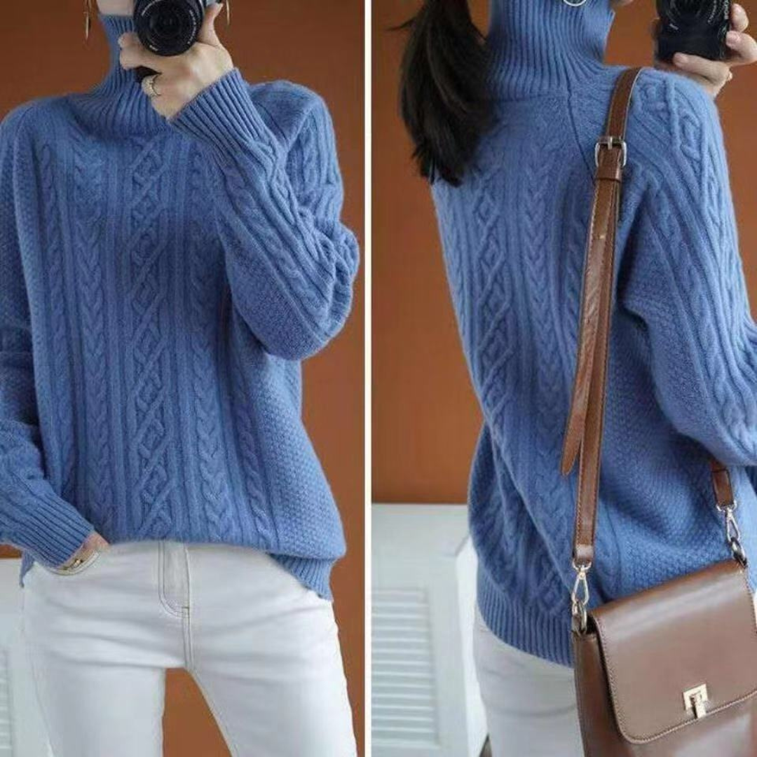 Levoire | Pull en tricot pour femmes col roulé chaud Turquoise Taille unique