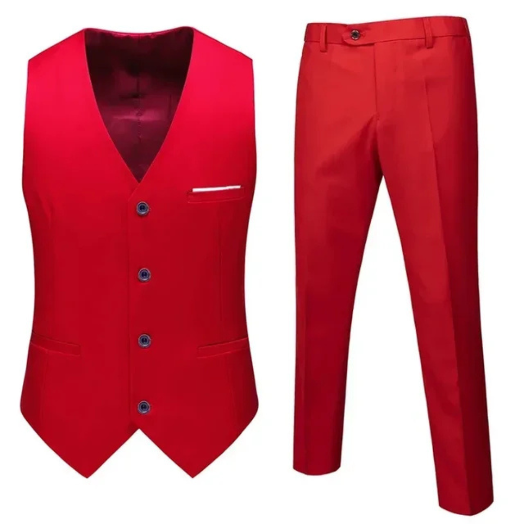 Levoire | Costume Levoire | Gilet Pour Invités De Mariage - Deux Pièces Rouge