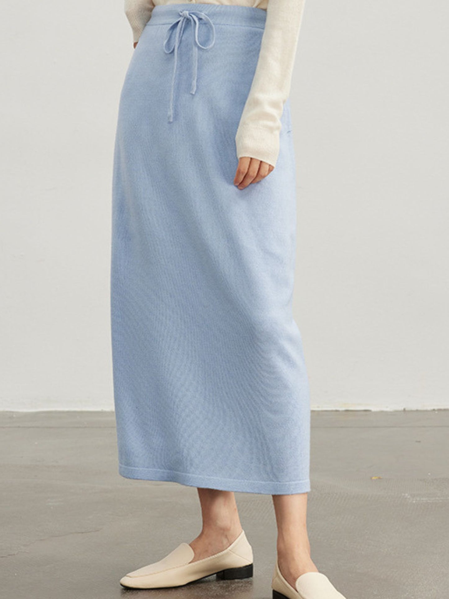 Jupe en Maille Laineuse avec Détail Lacé