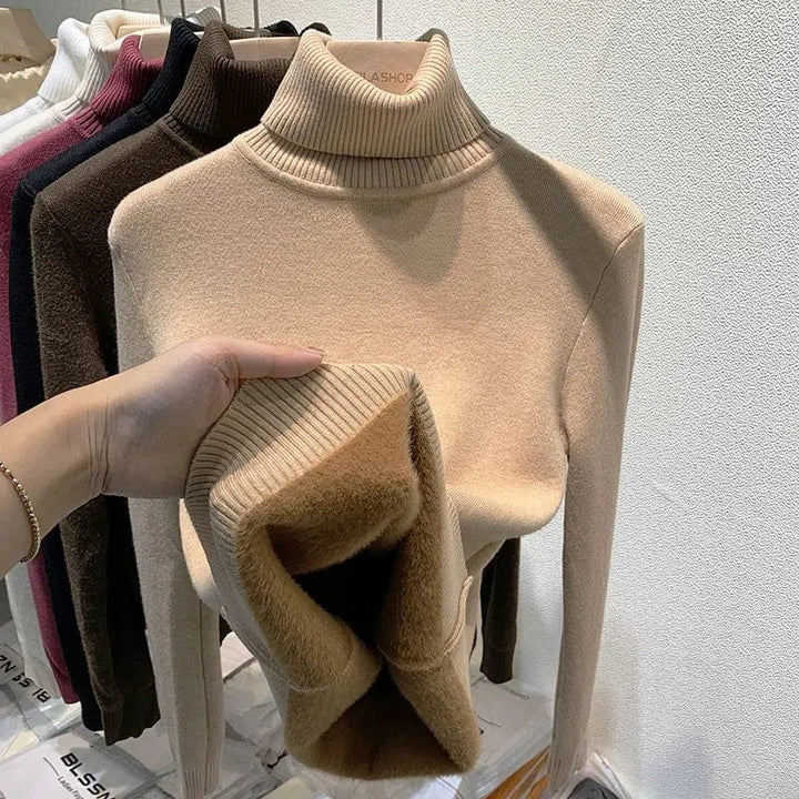 Levoire | Pull en laine polaire à manches longues et col roulé Beige
