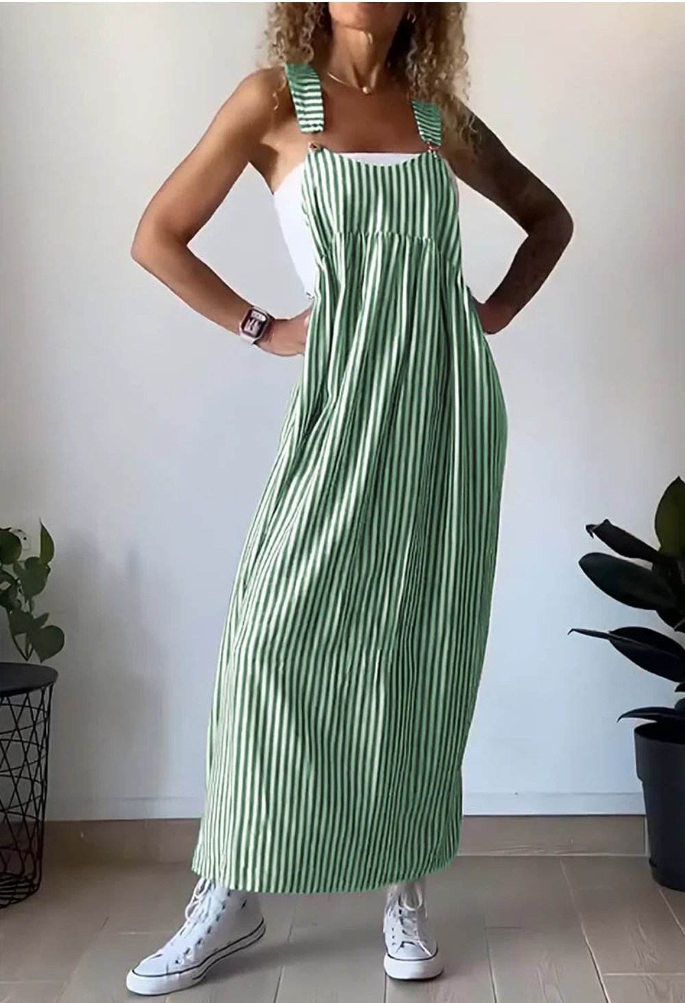 Levoire | Robe Rayée Décontractée Vert