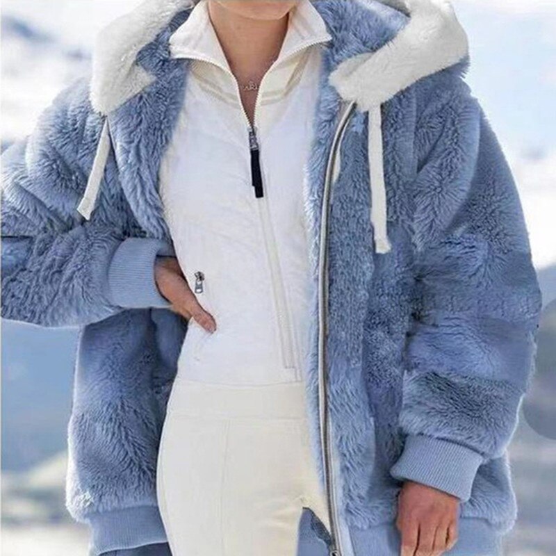 Levoire le plus confortable hiver en peluche à capuche Bleu
