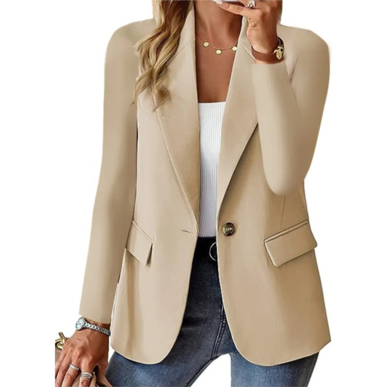 Levoire | Blazer Long FR Femmes Chic Et Légant Marron clair