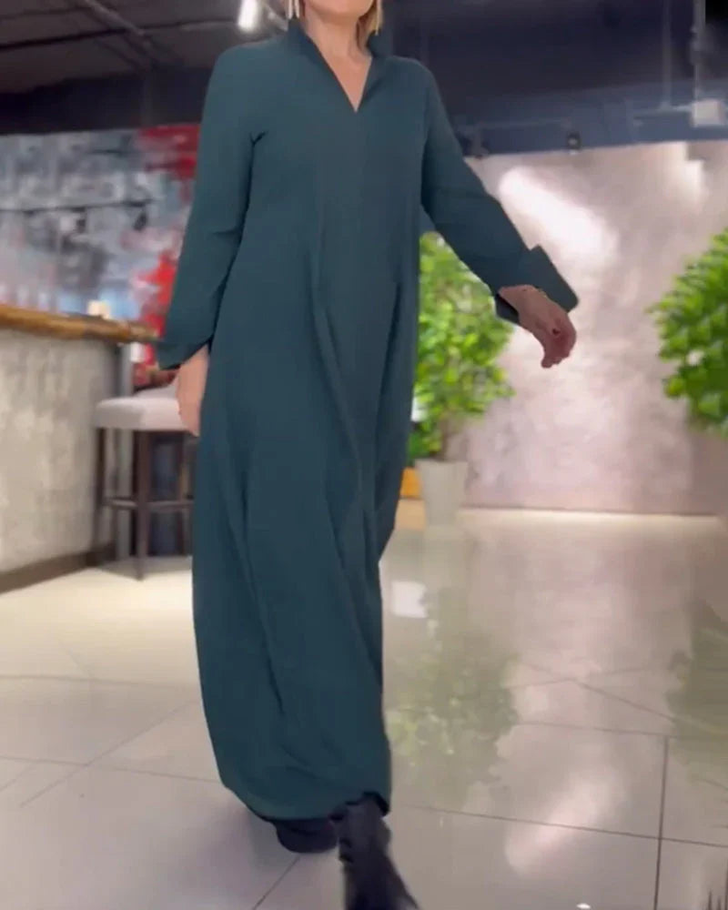 Levoire | Robe Longue Propre Avec Revers Et Fente Latérale VERT