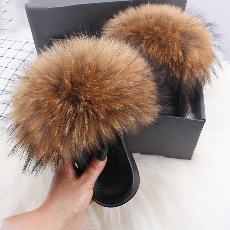 Levoire | Moda Fay Fluffy Slippers Chaussures Pour Femmes Joyeuses Et Colorées Pour L'Été Marron